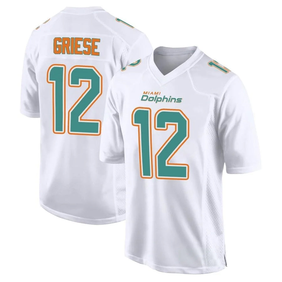 Johmsee M.Dolphins #12 Bob Griese Player White Fashion Game Stitched Jerseys
