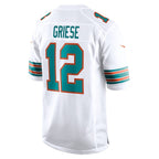 Johmsee M.Dolphins #12 Bob Griese Player White Home Game Stitched Jerseys