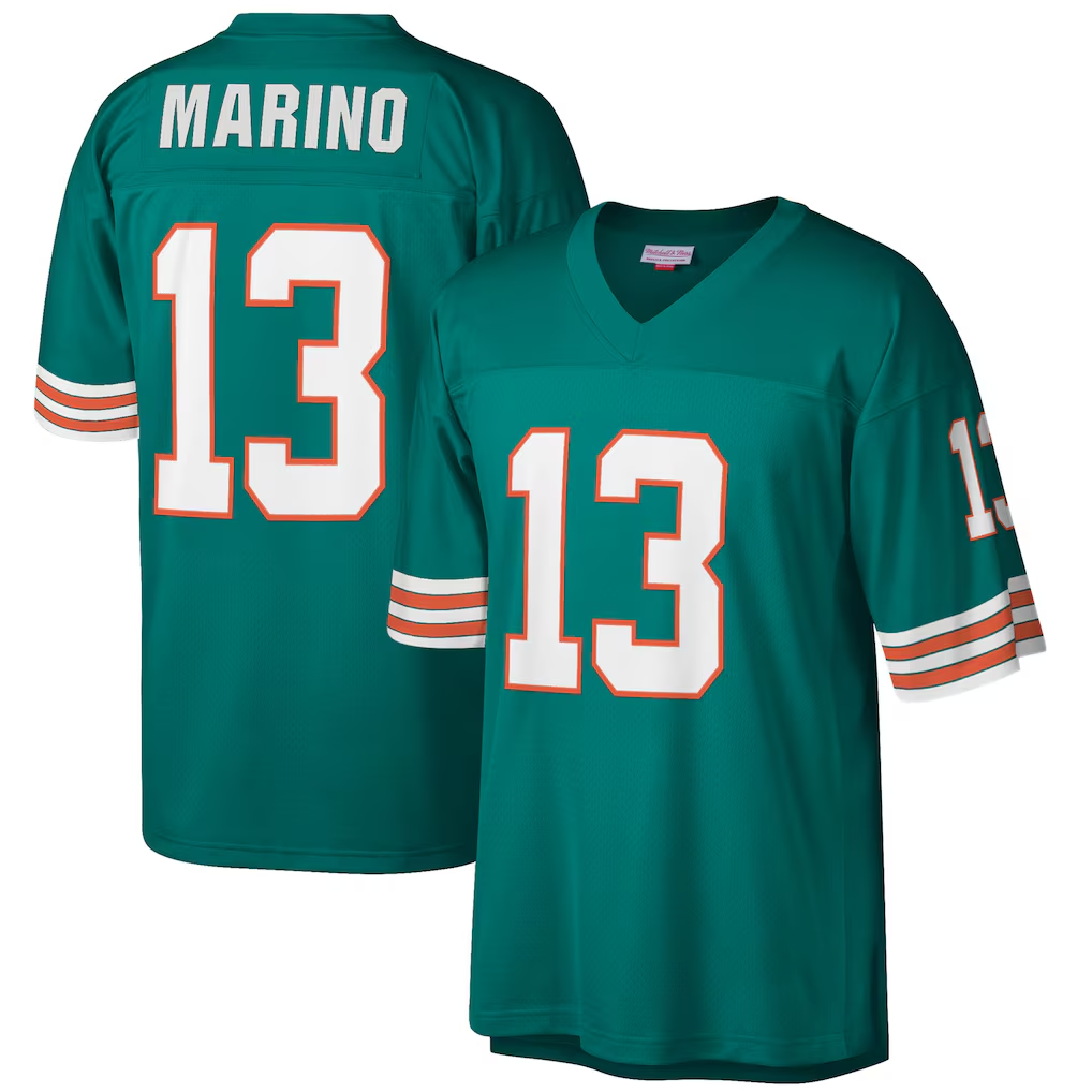 Johmsee M.Dolphins #13 Dan Marino Mitchell & Ness Aqua Big & Tall 1984 Retired Player Replica Stitched Jerseys