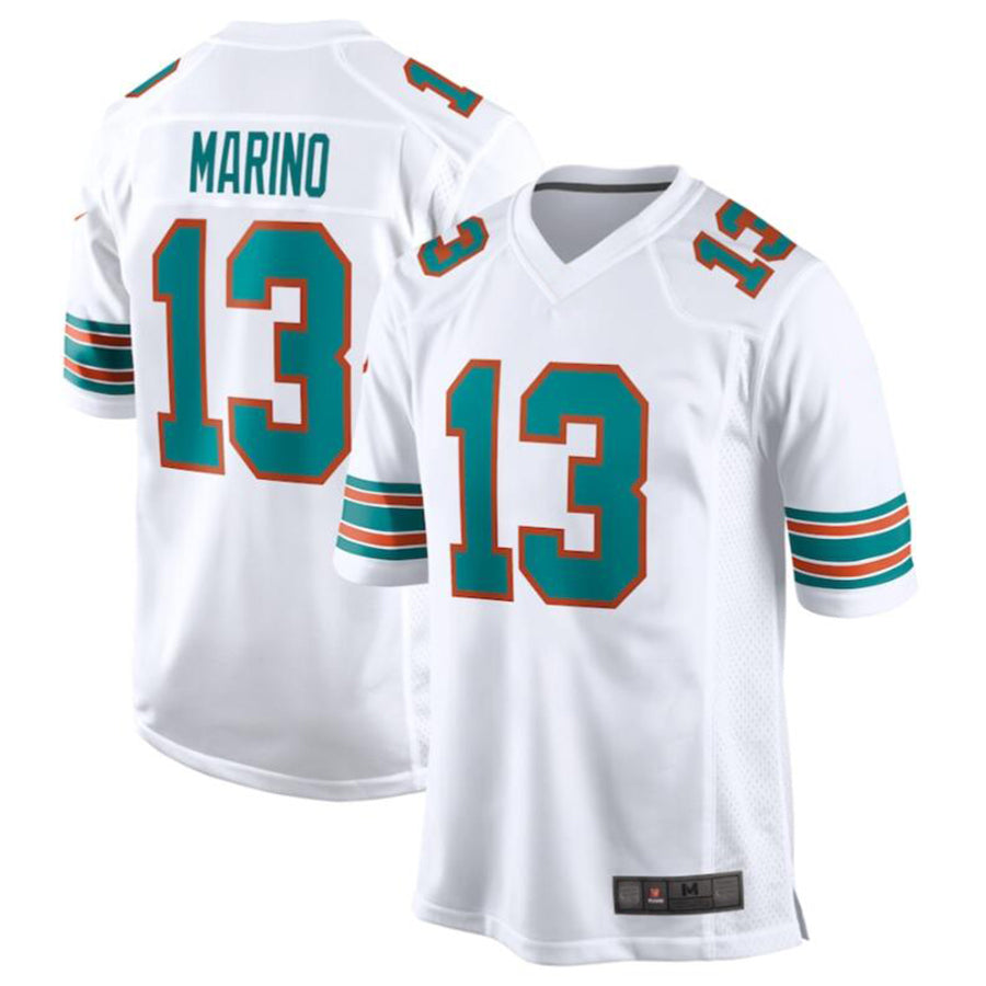 Johmsee M.Dolphins #13 Dan Marino White Retired Player Jersey American Stitched Jerseys