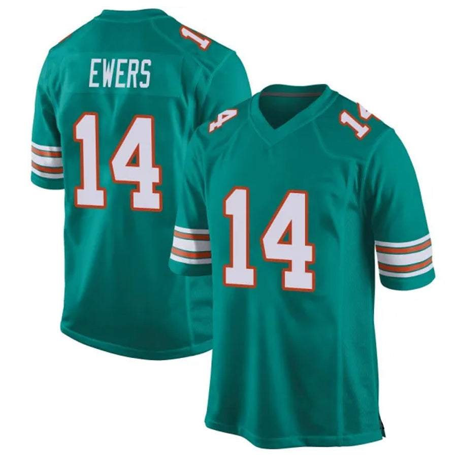 Johmsee M.Dolphins #14 Quinn Ewers Player Aqua Game Stitched Jerseys