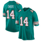 Johmsee M.Dolphins #14 Quinn Ewers Player Aqua Game Stitched Jerseys
