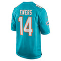 Johmsee M.Dolphins #14 Quinn Ewers Player Aqua Home Game Stitched Jerseys