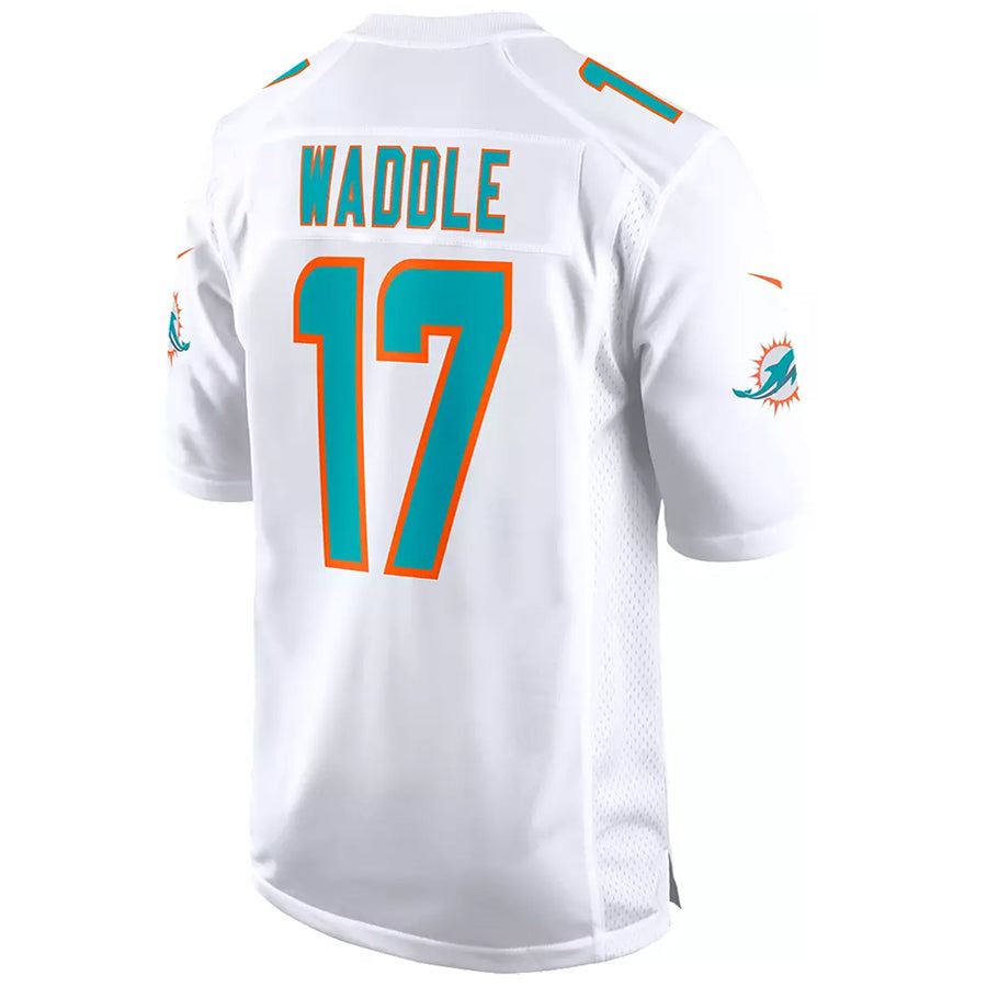 Johmsee M.Dolphins #17 Jaylen Waddle Player White Home Game Stitched Jerseys