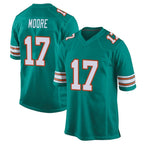 Johmsee M.Dolphins #17 Trey Moore Player Aqua Alternate Home Game Stitched Jerseys