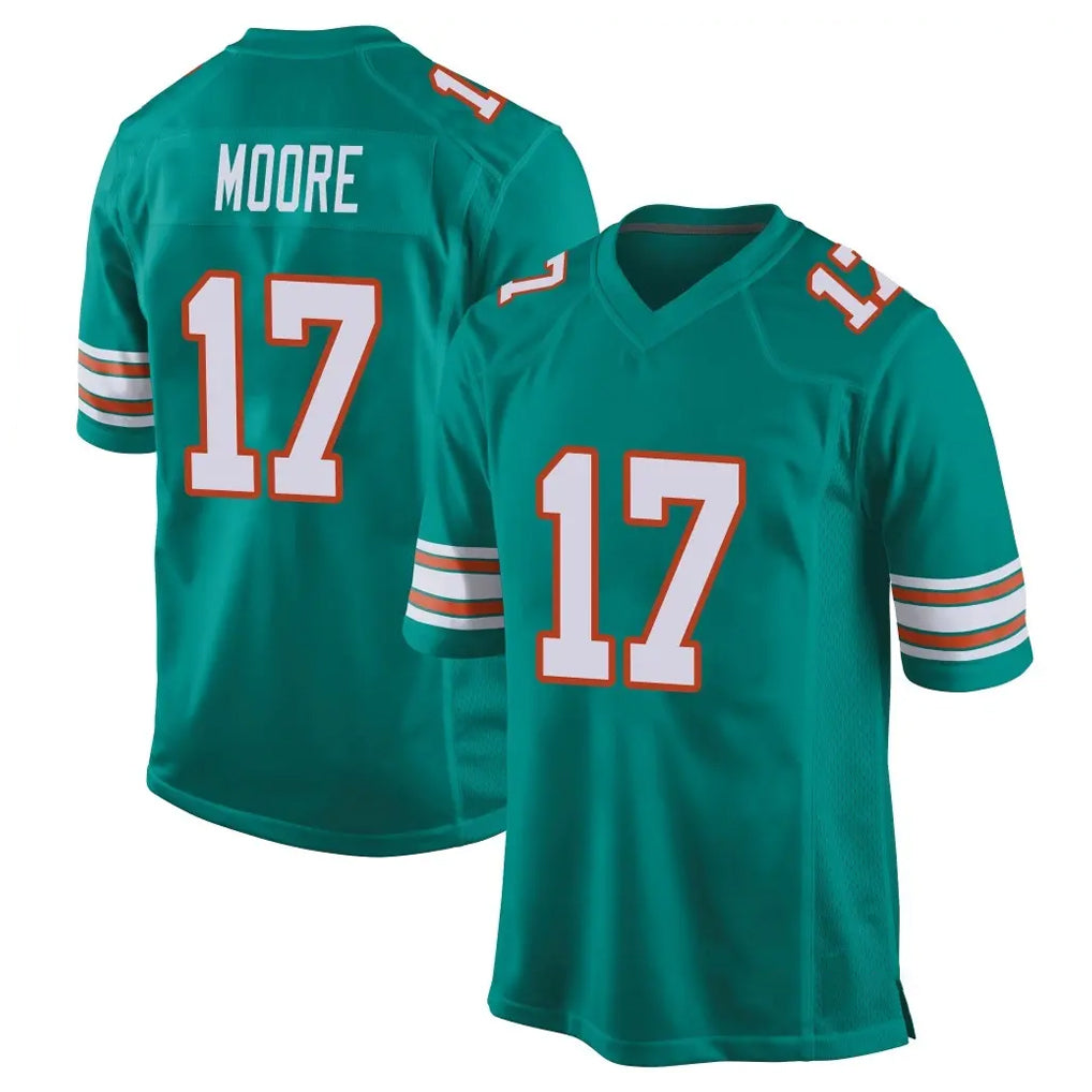 Johmsee M.Dolphins #17 Trey Moore Player Aqua Alternate Home Game Stitched Jerseys