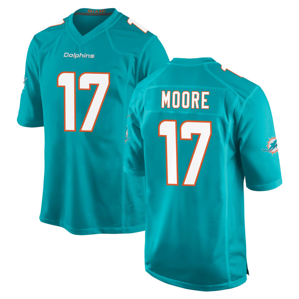 Johmsee M.Dolphins #17 Trey Moore Player Aqua Home Game Stitched Jerseys