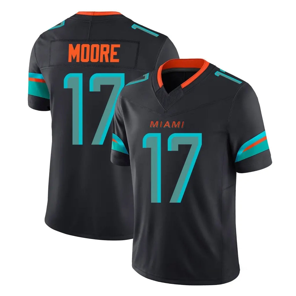 Johmsee M.Dolphins #17 Trey Moore Player Black Limited Pitch Rivalries Collection Home Game Stitched Jerseys