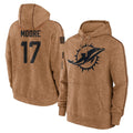Johmsee M.Dolphins #17 Trey Moore Player Brown Salute to Service Hoodies Limited Game Stitched Jerseys