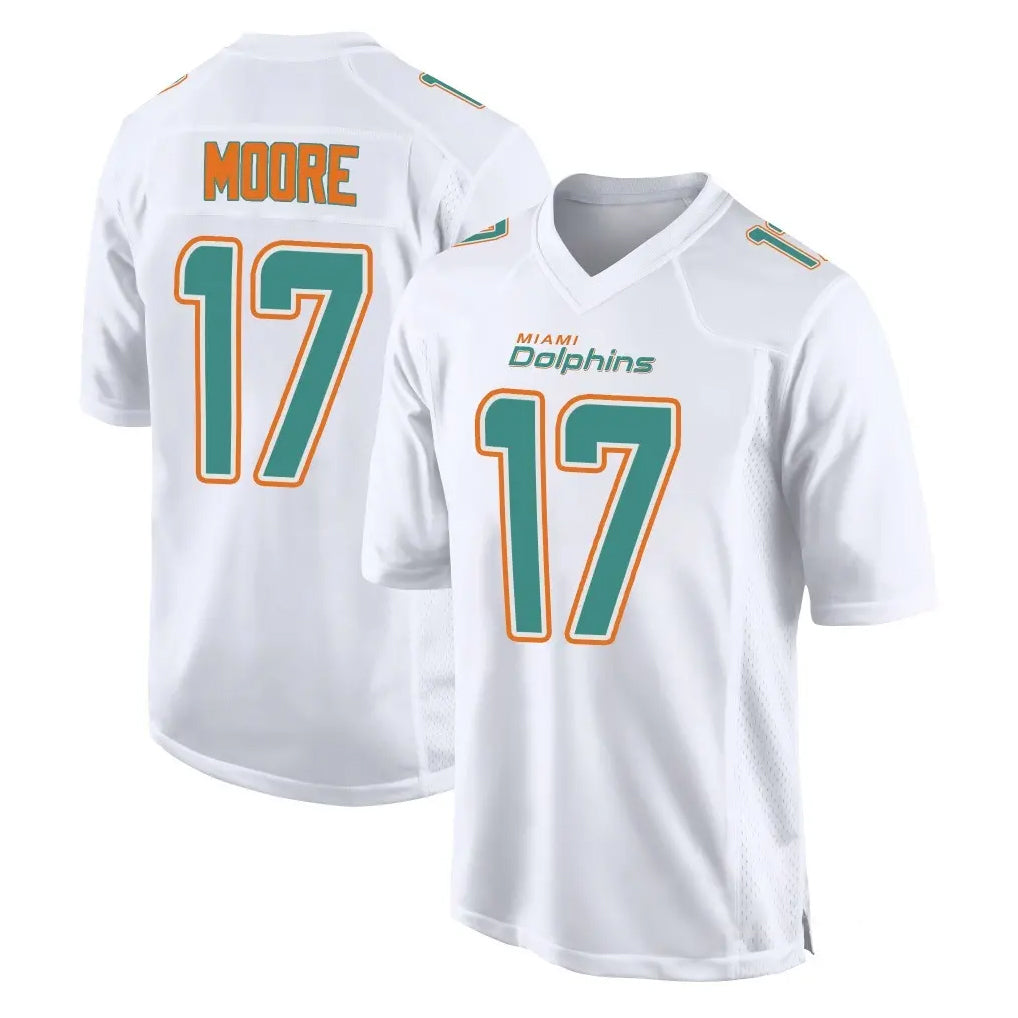 Johmsee M.Dolphins #17 Trey Moore Player White Fashion Home Game Stitched Jerseys