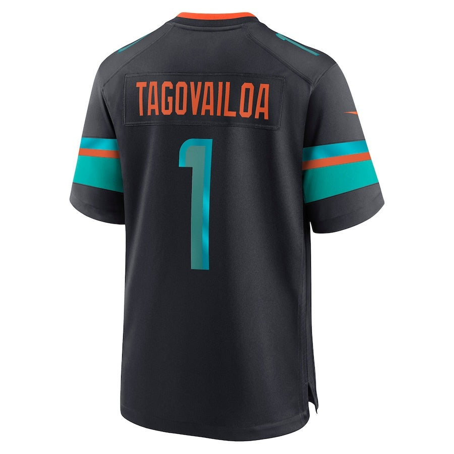 M.Dolphins #1 Tua Tagovailoa 2025 Rivalries Collection Game Jersey - Pitch Blue Stitched American Football Jerseys