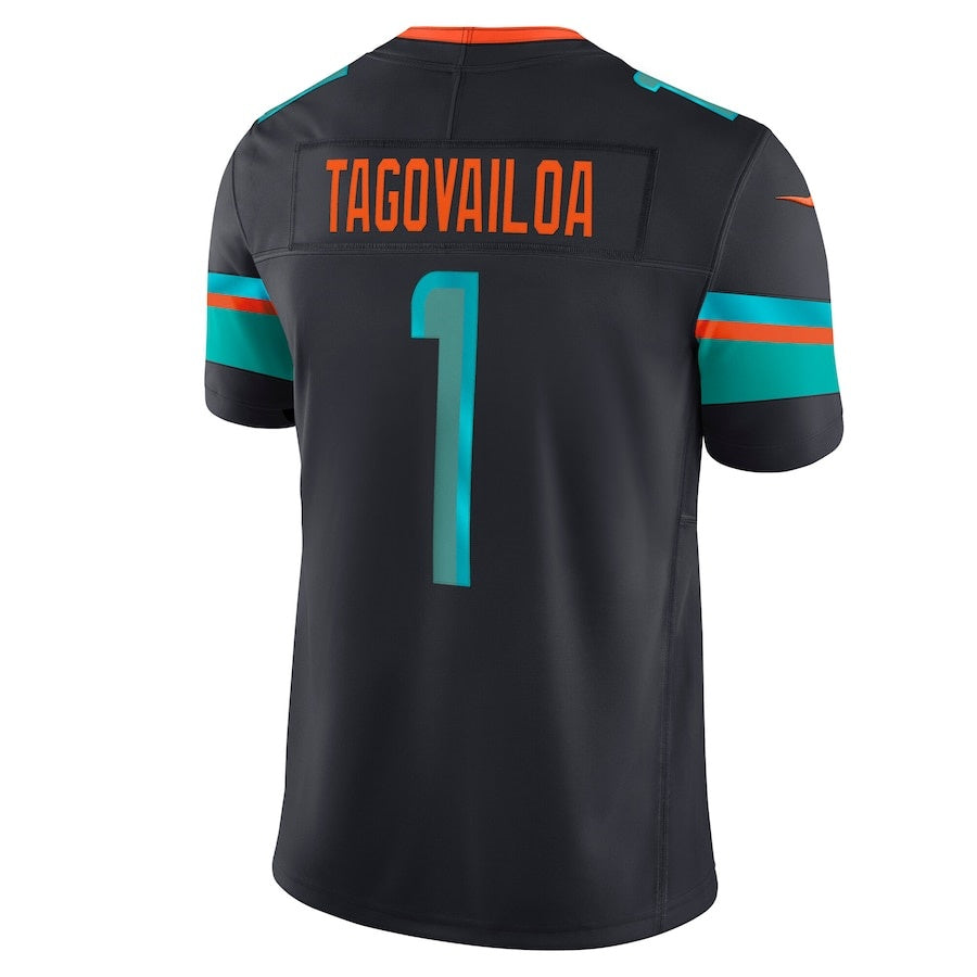 M.Dolphins #1 Tua Tagovailoa 2025 Rivalries Collection Limited Jersey - Pitch Blue Stitched American Football Jerseys