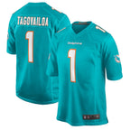 Johmsee M.Dolphins #1 Tua Tagovailoa Player Aqua Home Game Stitched Jerseys