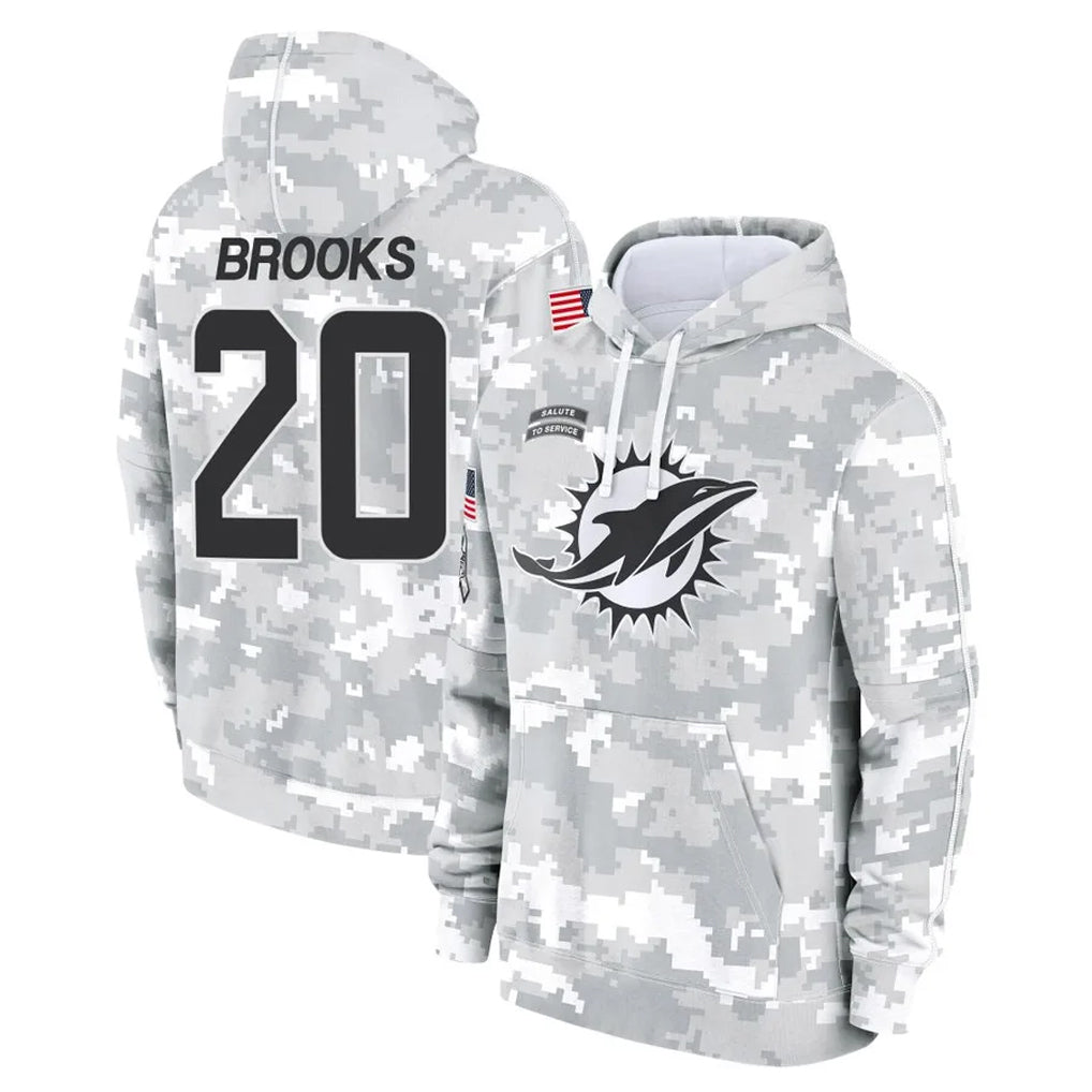 Johmsee M.Dolphins #20 Jordyn Brooks Player Arctic Camo Salute to Service Hoodies Limited Game Stitched Jerseys