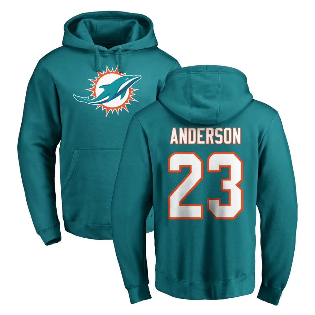 Johmsee M.Dolphins #23 Zayne Anderson Player Aqua LOGO Pullover Hoodies Limited Stitched Jerseys