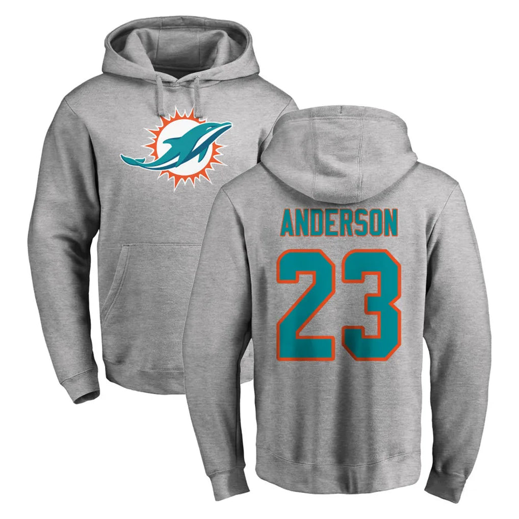 Johmsee M.Dolphins #23 Zayne Anderson Player Gray LOGO Pullover Hoodies Limited Stitched Jerseys