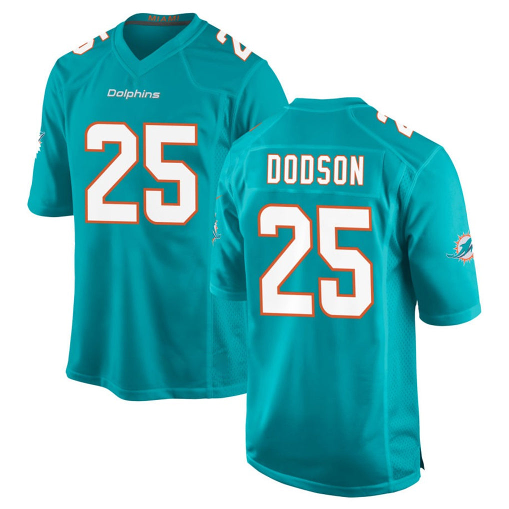 Johmsee M.Dolphins #25 Tyrel Dodson Player Aqua Home Game Stitched Jerseys