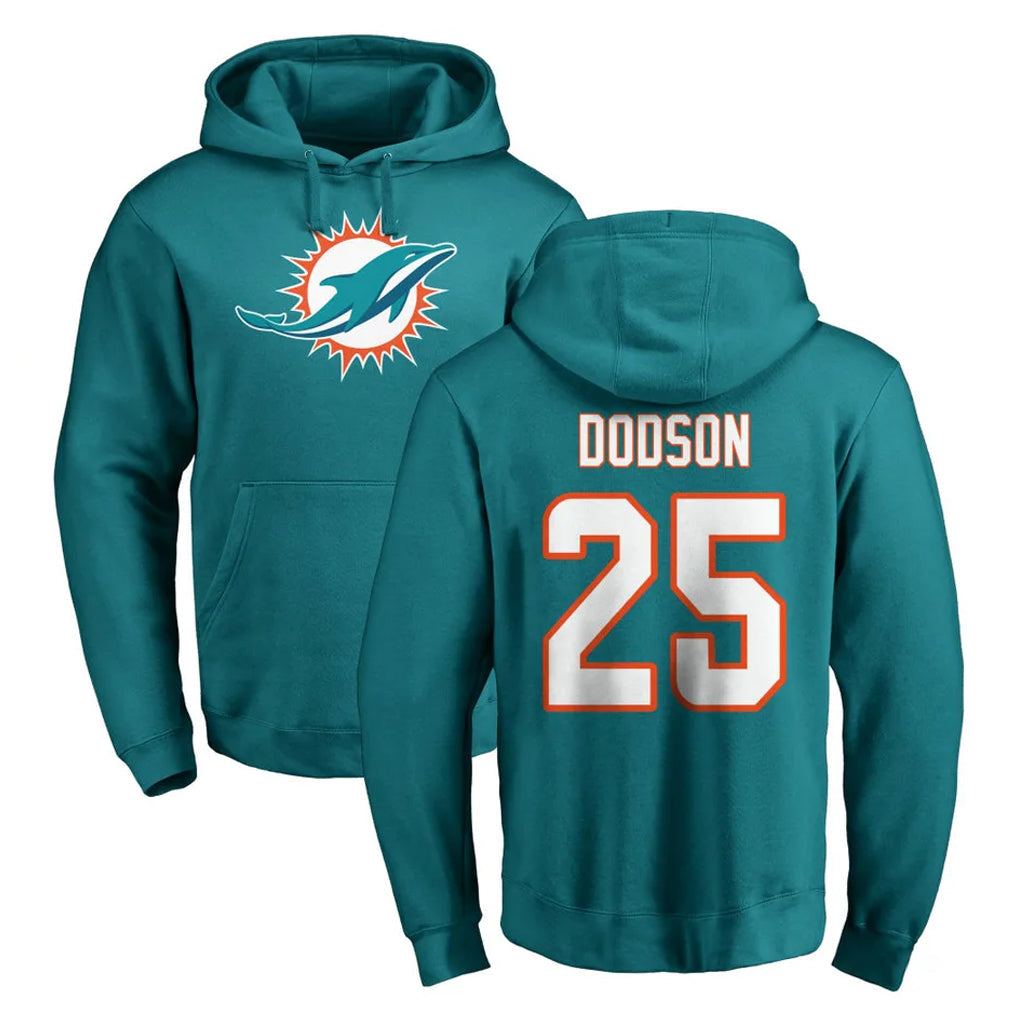 Johmsee M.Dolphins #25 Tyrel Dodson Player Aqua LOGO Pullover Hoodies Limited Stitched Jerseys