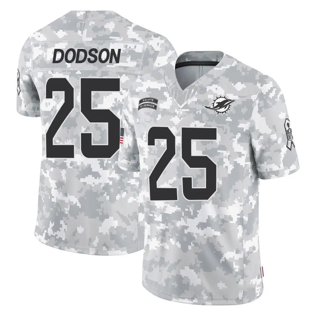 Johmsee M.Dolphins #25 Tyrel Dodson Player Arctic Camo Salute To Service Limited Game Stitched Jerseys