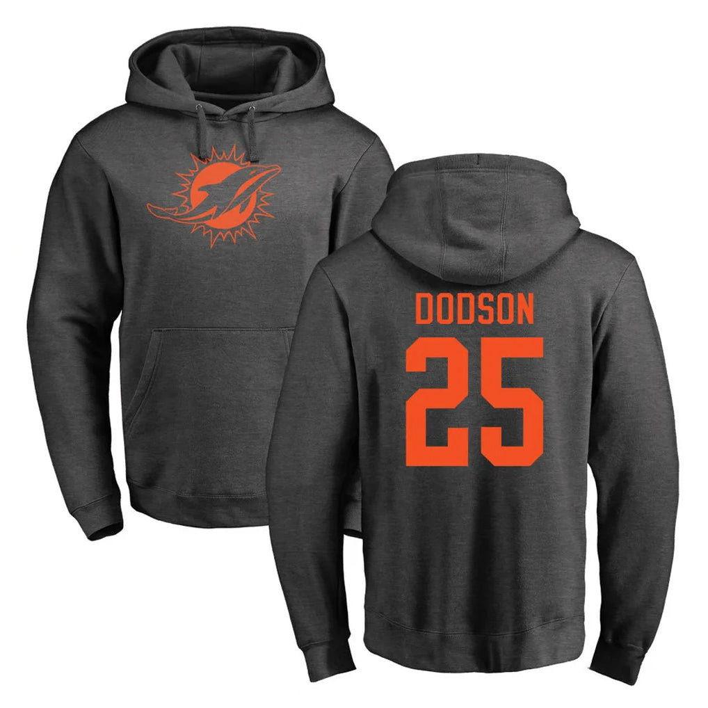 Johmsee M.Dolphins #25 Tyrel Dodson Player Darkgray Pullover Hoodies Limited Stitched Jerseys