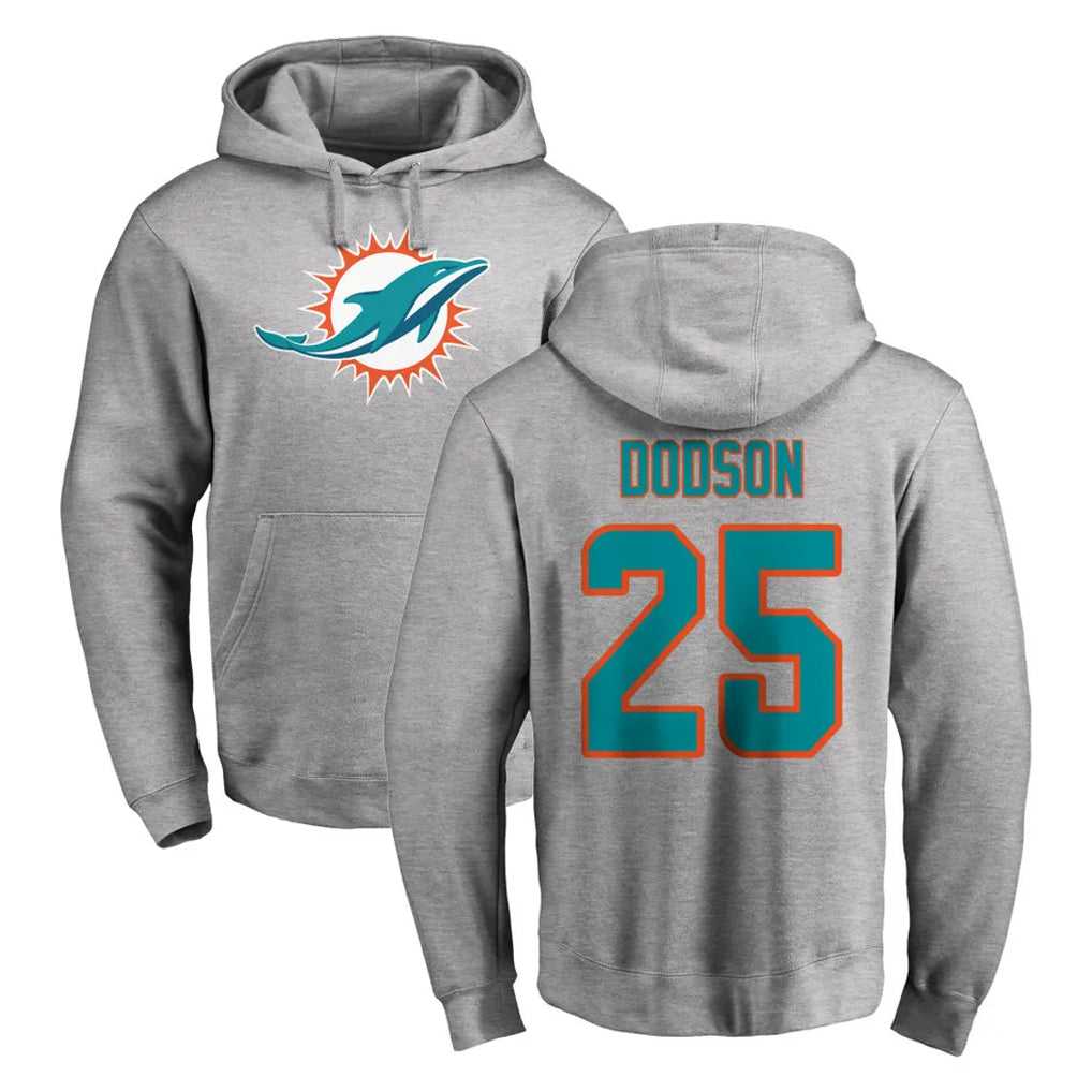 Johmsee M.Dolphins #25 Tyrel Dodson Player Gray LOGO Pullover Hoodies Limited Stitched Jerseys