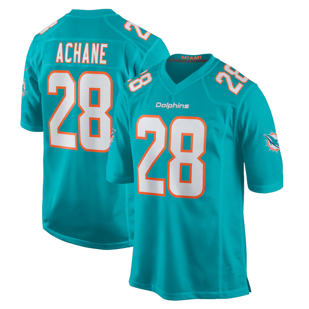 Johmsee M.Dolphins #28 De'Von Achane Player Aqua Home Game Stitched Jerseys
