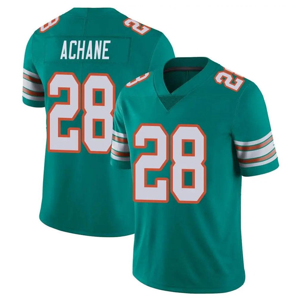 Johmsee M.Dolphins #28 De'Von Achane Player Aqua Limited Alternate Vapor Untouchable Home Game Stitched Jerseys
