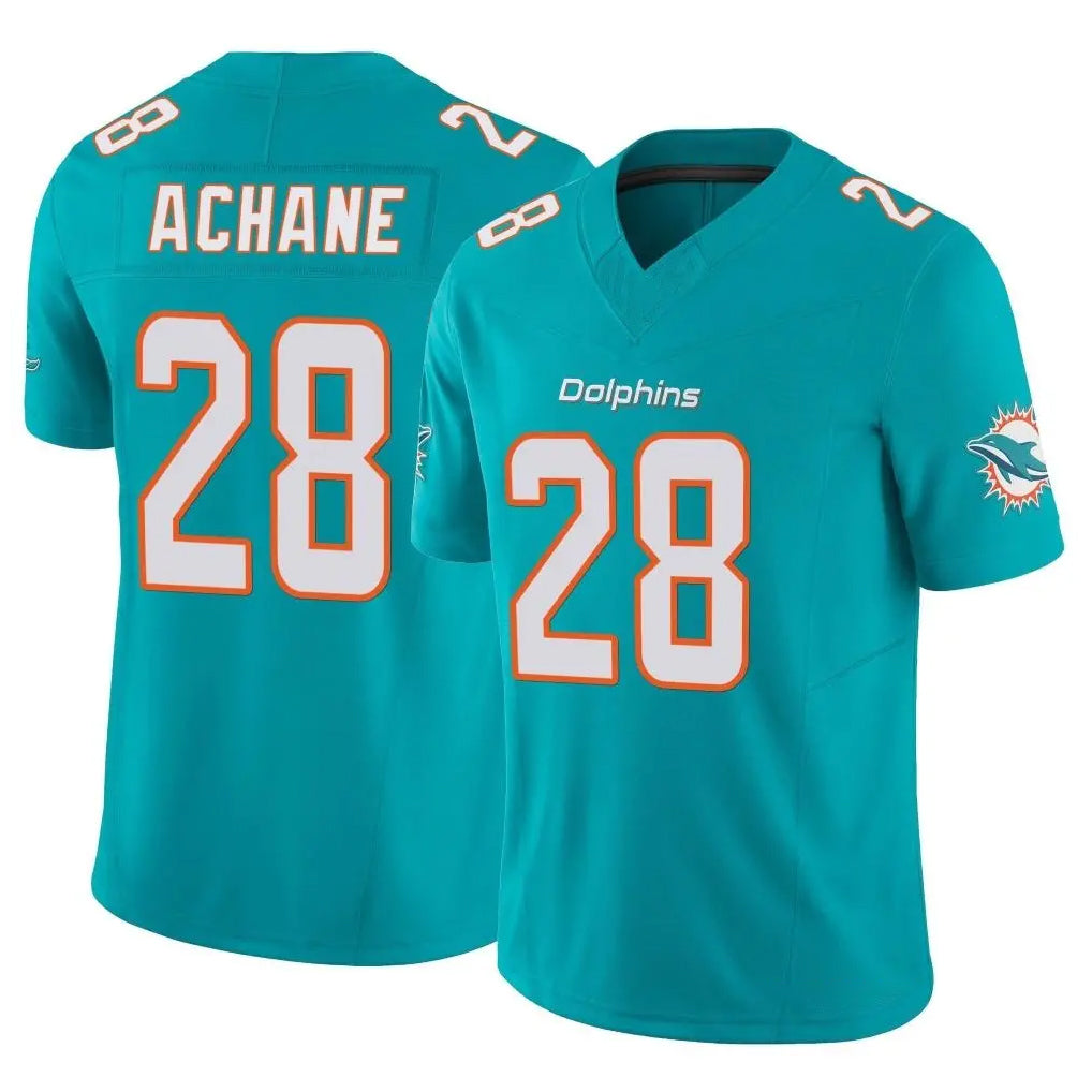 Johmsee M.Dolphins #28 De'Von Achane Player Aqua Limited Vapor F.U.S.E. Home Game Stitched Jerseys