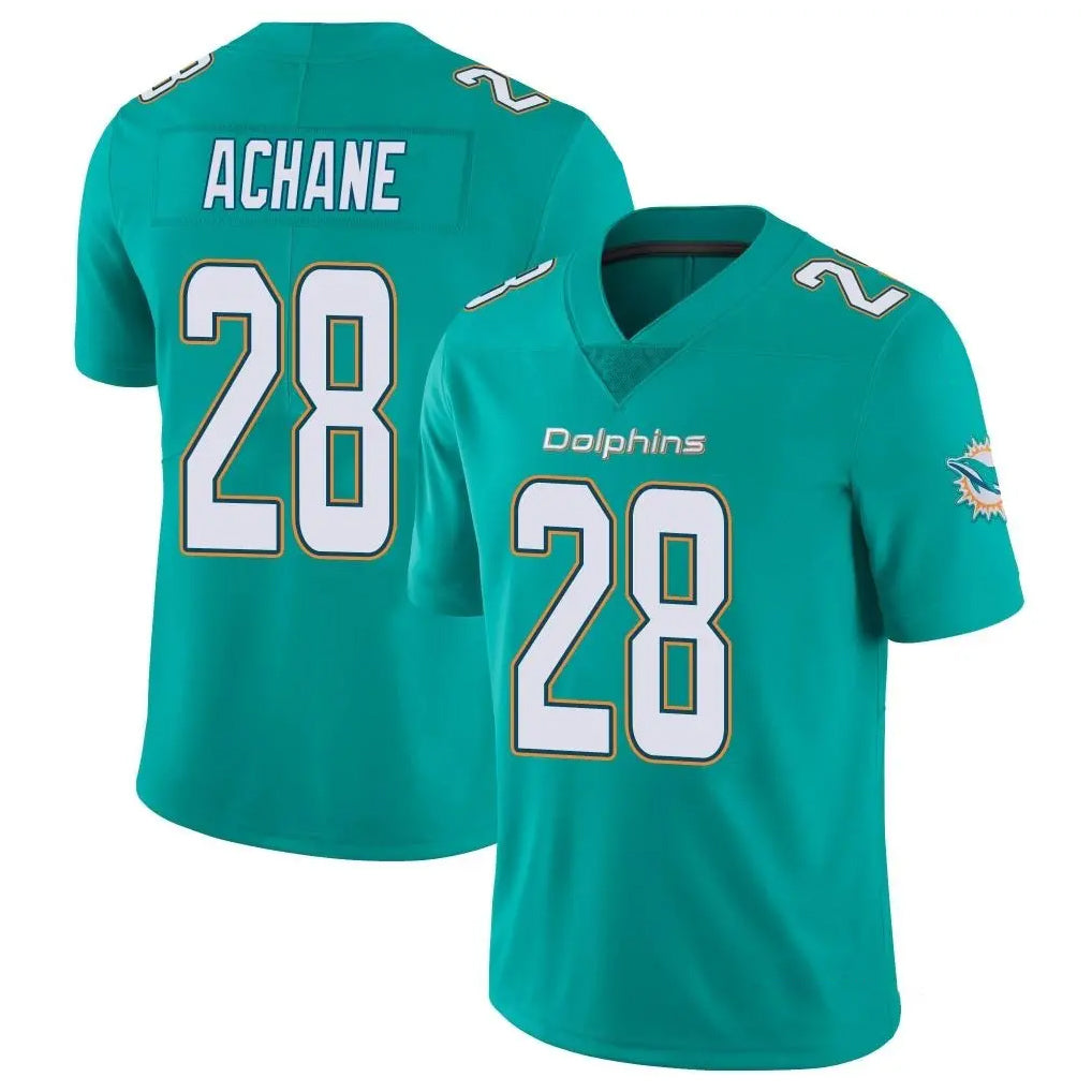 Johmsee M.Dolphins #28 De'Von Achane Player Aqua Limited Vapor Untouchable Home Game Stitched Jerseys