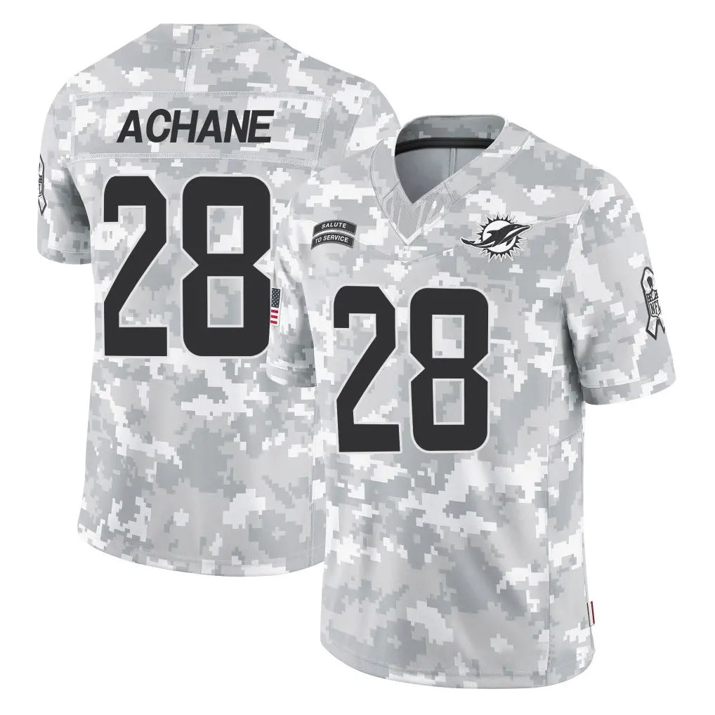 Johmsee M.Dolphins #28 De'Von Achane Player Arctic Camo Salute To Service Limited Game Stitched Jerseys