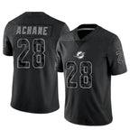 Johmsee M.Dolphins #28 De?¡¥Von Achane Player Black RFLCTV Limited Stitched Jerseys