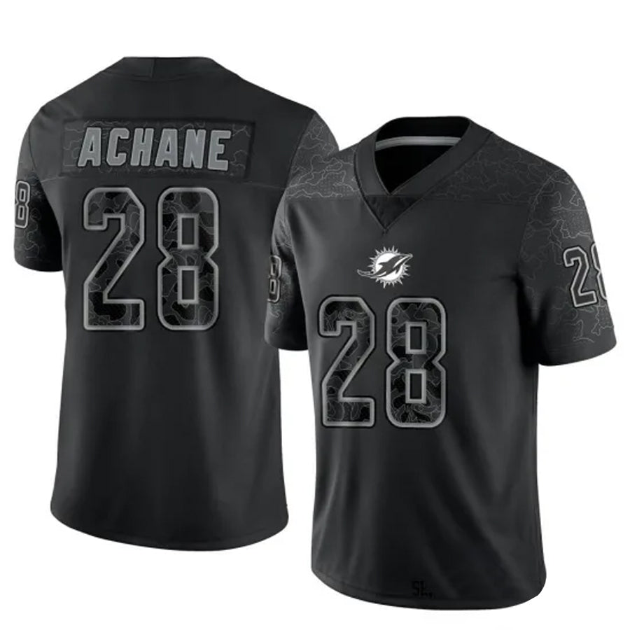 Johmsee M.Dolphins #28 De?¡¥Von Achane Player Black RFLCTV Limited Stitched Jerseys