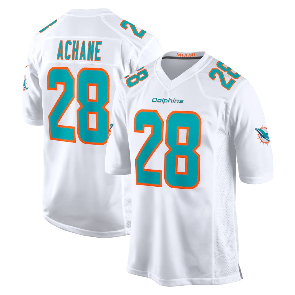 Johmsee M.Dolphins #28 De'Von Achane Player White Limited Home Game Stitched Jerseys