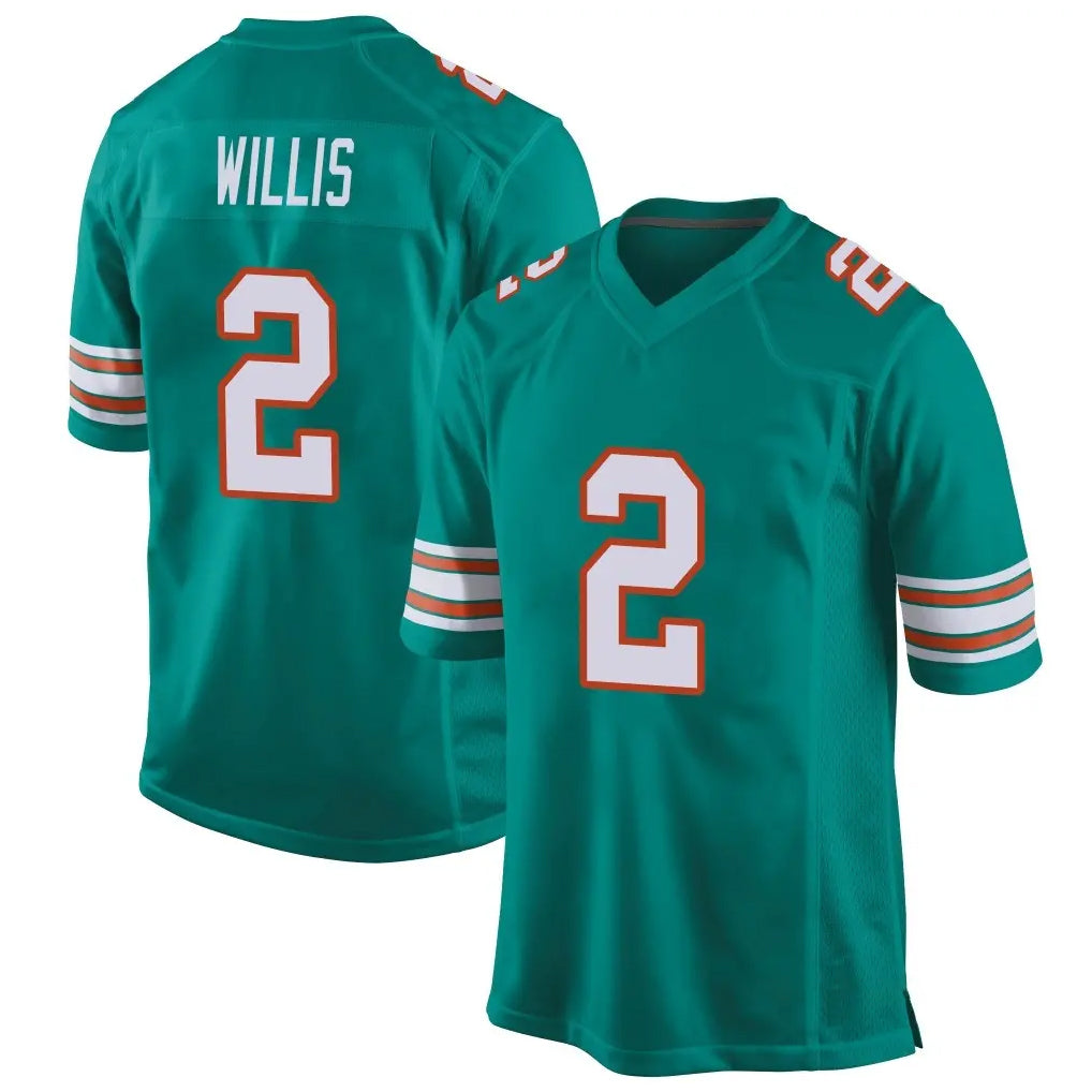 Johmsee M.Dolphins #2 Malik Willis Player Aqua Alternate Home Game Stitched Jerseys