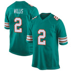 Johmsee M.Dolphins #2 Malik Willis Player Aqua Alternate Home Game Stitched Jerseys
