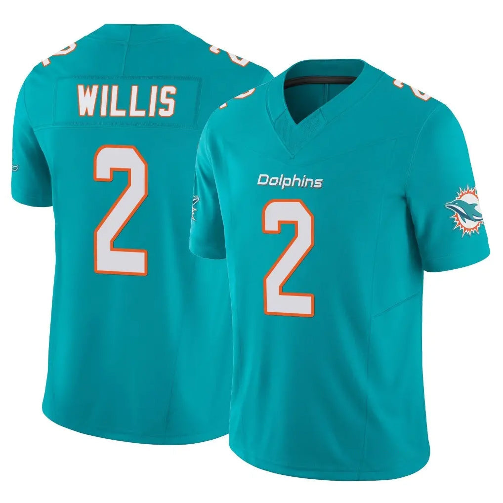 Johmsee M.Dolphins #2 Malik Willis Player Aqua Limited Vapor F.U.S.E. Home Game Stitched Jerseys