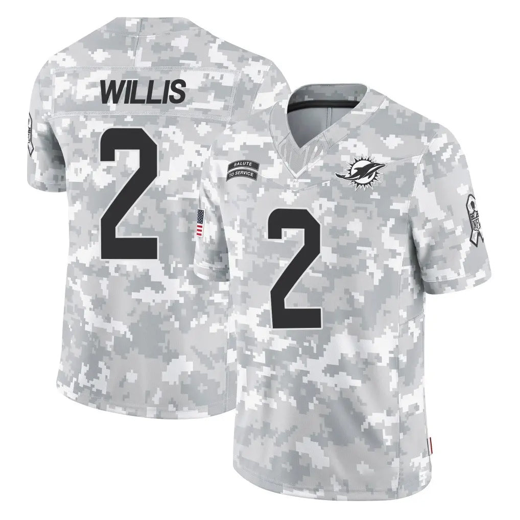 Johmsee M.Dolphins #2 Malik Willis Player Arctic Camo Salute To Service Limited Game Stitched Jerseys