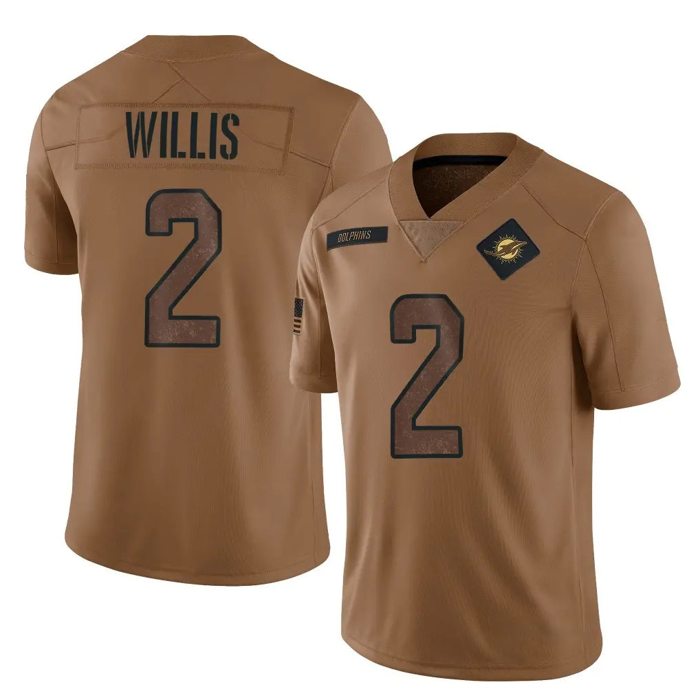 Johmsee M.Dolphins #2 Malik Willis Player Brown Salute To Service Limited Stitched Jerseys