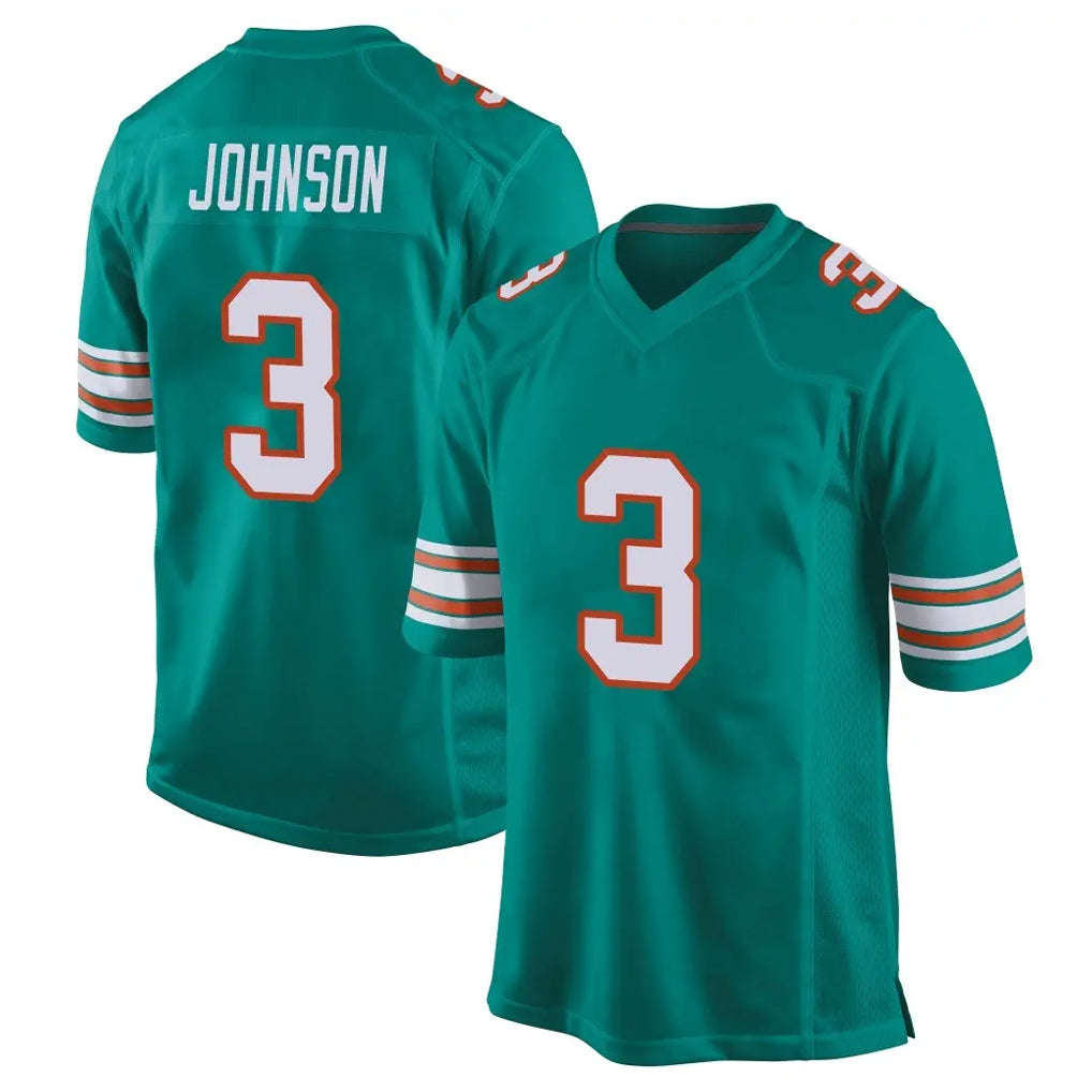 Johmsee M.Dolphins #3 Chris Johnson Player Aqua Alternate Home Game Stitched Jerseys