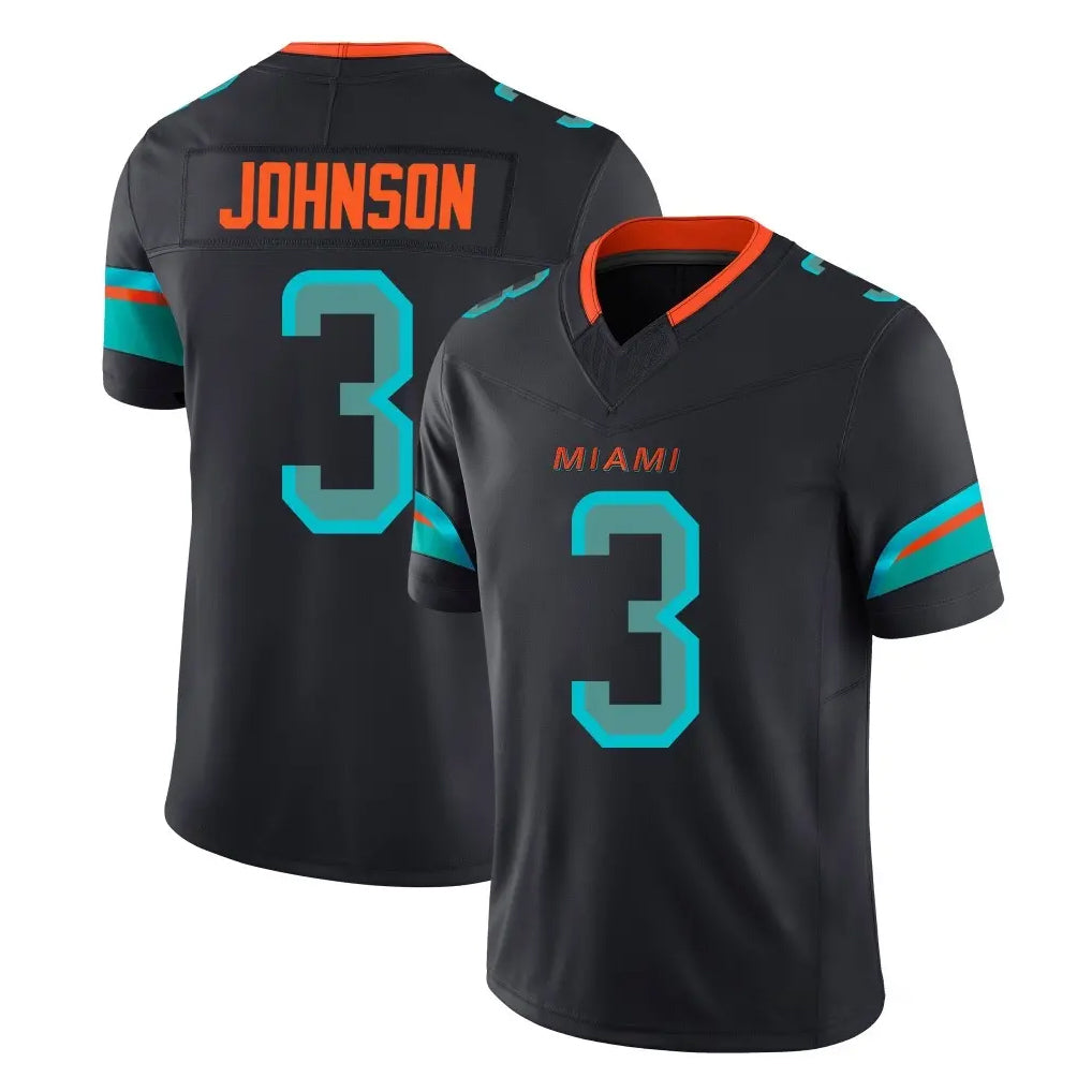 Johmsee M.Dolphins #3 Chris Johnson Player Black Limited Pitch Rivalries Collection Home Game Stitched Jerseys