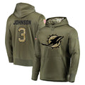 Johmsee M.Dolphins #3 Chris Johnson Player Olive Salute to Service Pullover Hoodies Home Game Stitched Jerseys
