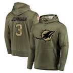 Johmsee M.Dolphins #3 Chris Johnson Player Olive Salute to Service Pullover Hoodies Home Game Stitched Jerseys
