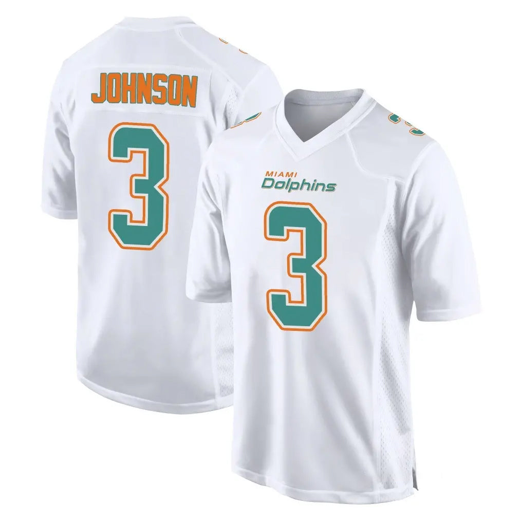 Johmsee M.Dolphins #3 Chris Johnson Player White Fashion Home Game Stitched Jerseys