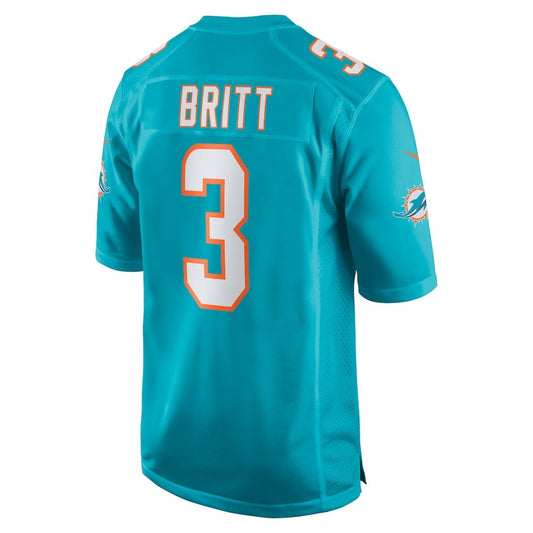 M.Dolphins #3 K.J. Britt Aqua Team Game Stitched American Football Jerseys