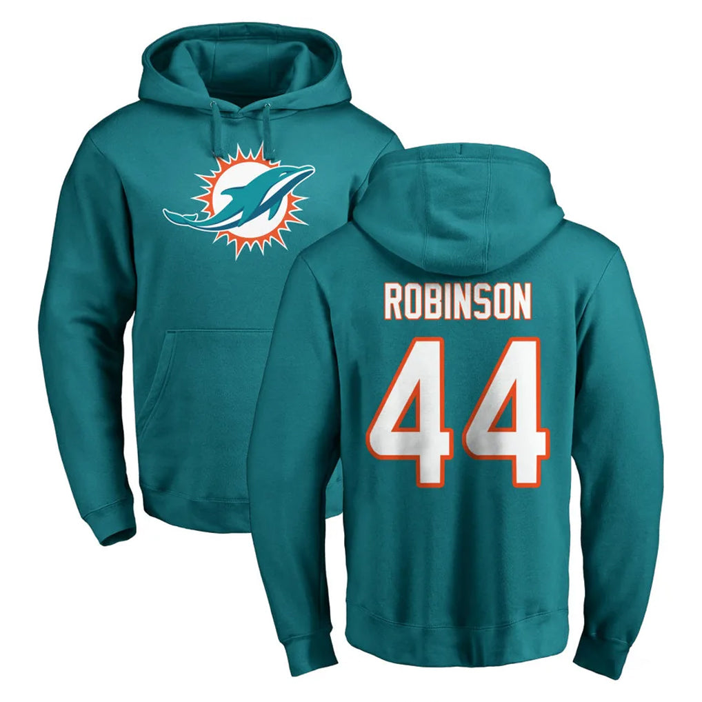 Johmsee M.Dolphins #44 Chop Robinson Player Aqua LOGO Pullover Hoodies Limited Stitched Jerseys