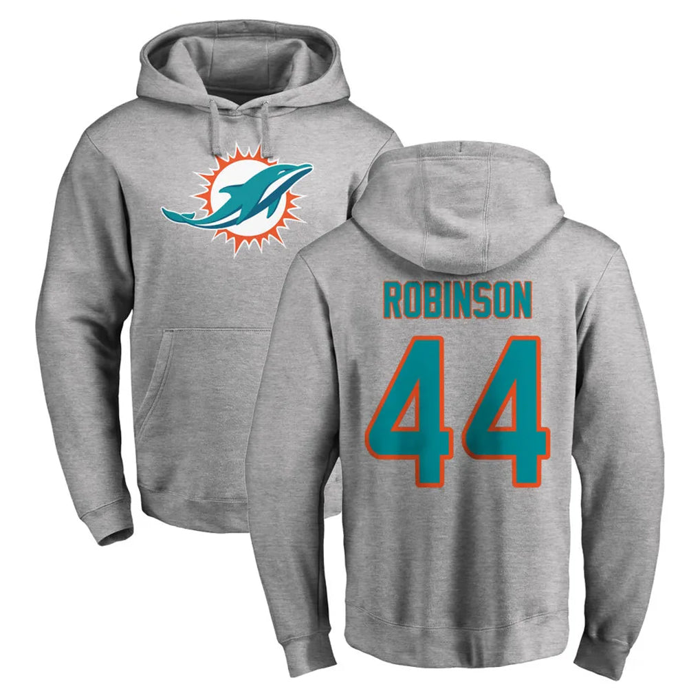 Johmsee M.Dolphins #44 Chop Robinson Player Gray LOGO Pullover Hoodies Limited Stitched Jerseys