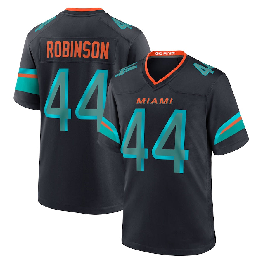 Johmsee M.Dolphins #44 Chop Robinson Player Pitch Blue Rivalries Collection Game Stitched Jersey