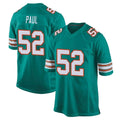 Johmsee M.Dolphins #52 Patrick Paul Player Aqua Alternate Home Game Stitched Jerseys