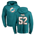 Johmsee M.Dolphins #52 Patrick Paul Player Aqua LOGO Pullover Hoodies Limited Stitched Jerseys