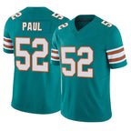 Johmsee M.Dolphins #52 Patrick Paul Player Aqua Limited Alternate Vapor F.U.S.E. Home Game Stitched Jerseys